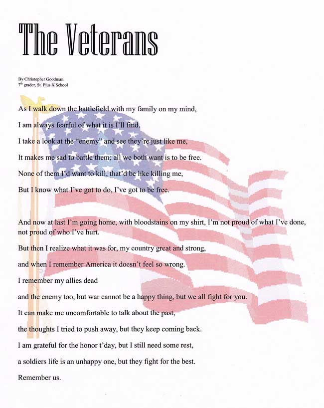 Veterans Day Poems Prayers for Kids Preschoolers