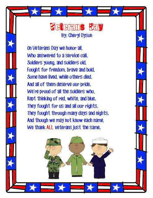 Veterans Day Poems for Elementary School Kids