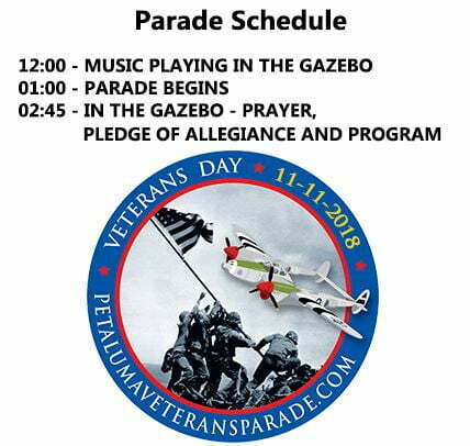 Petaluma Veterans Day Parade 2018 Schedule